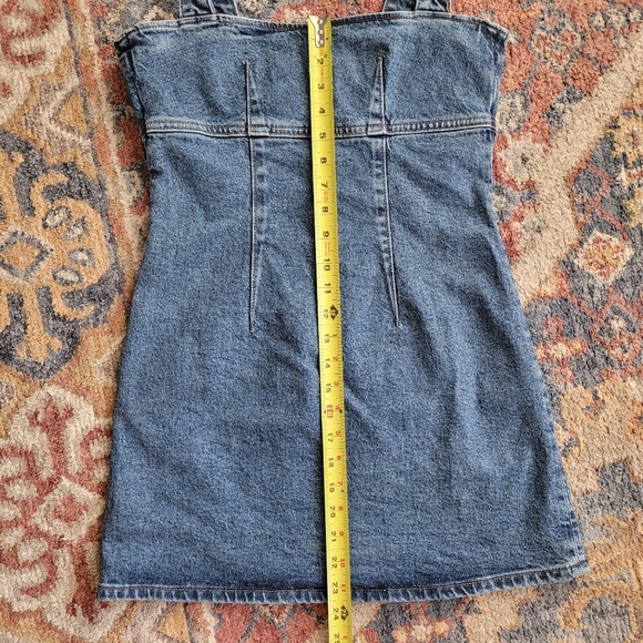 Reformation Jeans Lizzie Denim Dress Blue Size 0 Mini Back Zip Up - Picture 10 of 11